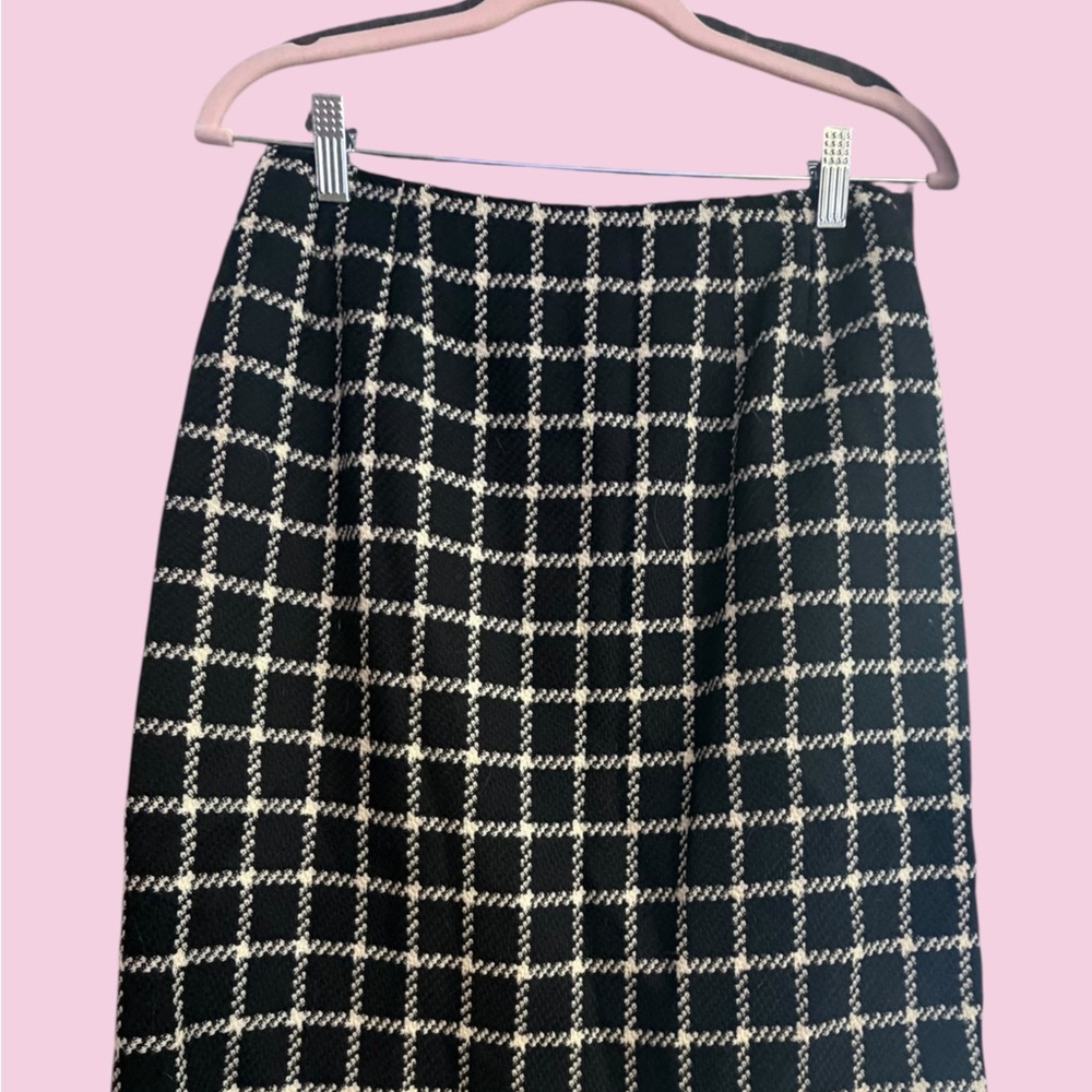 TALBOTS🎀Petite 8🎀Black White Windowpane Skirt🎀NWOT🎀Classic Chic✨ - Picture 3 of 3